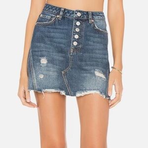 Free People Denim Button-Up Mini Skirt